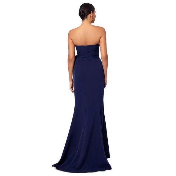 Betsy & Adam Women's Strapless Faux Wrap Evening Dress Navy Size 14 NWT - Picture 3 of 13